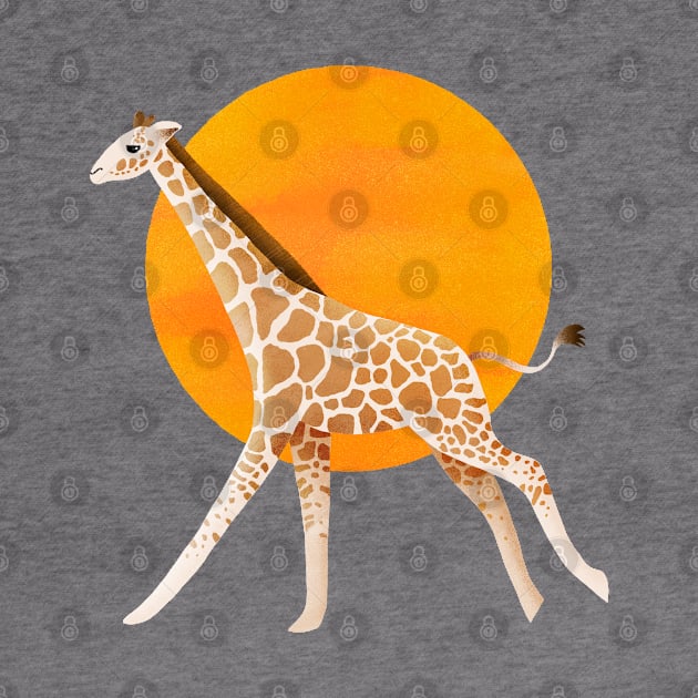 Giraffe and Sun | Color Illustration by DrawingEggen